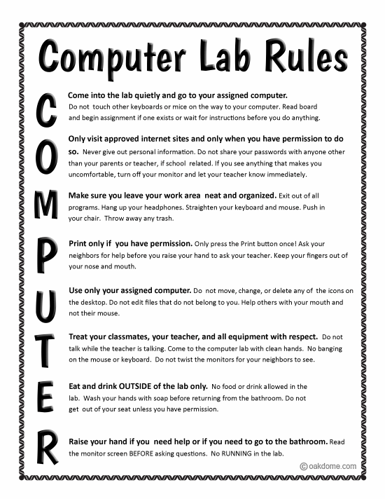 Computer Lab Rules