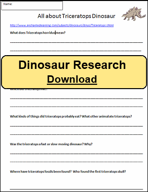Dinosaur Research Sheet