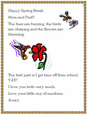 Happy Spring Break Letter