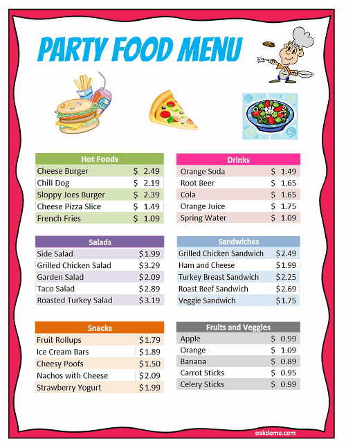 excel-party-for-5-food-budget-k-5-computer-lab