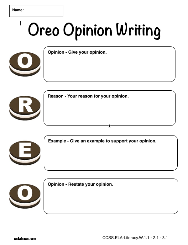 oreo graphic organizer