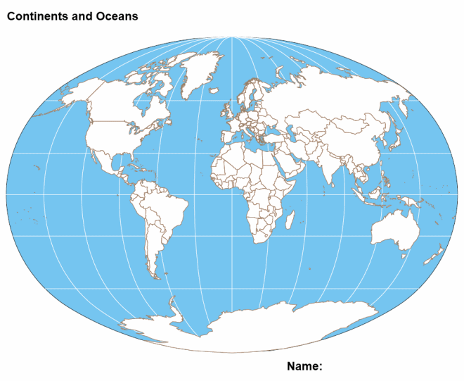 World Map Continents and Oceans