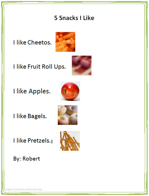 1st Grade Word Processing 5 Snacks I Like K5 Computer Lab