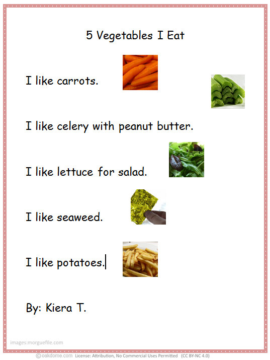 1st Grade Word Processing | 5 Vegetables I Eat | K5 Computer Lab