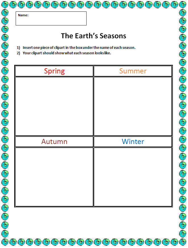 Seasons Activity Middle School