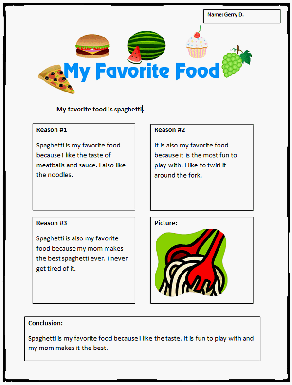 Favorite food essay writing