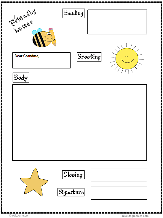 Friendly Letter Graphic Organizer K5 Computer Lab