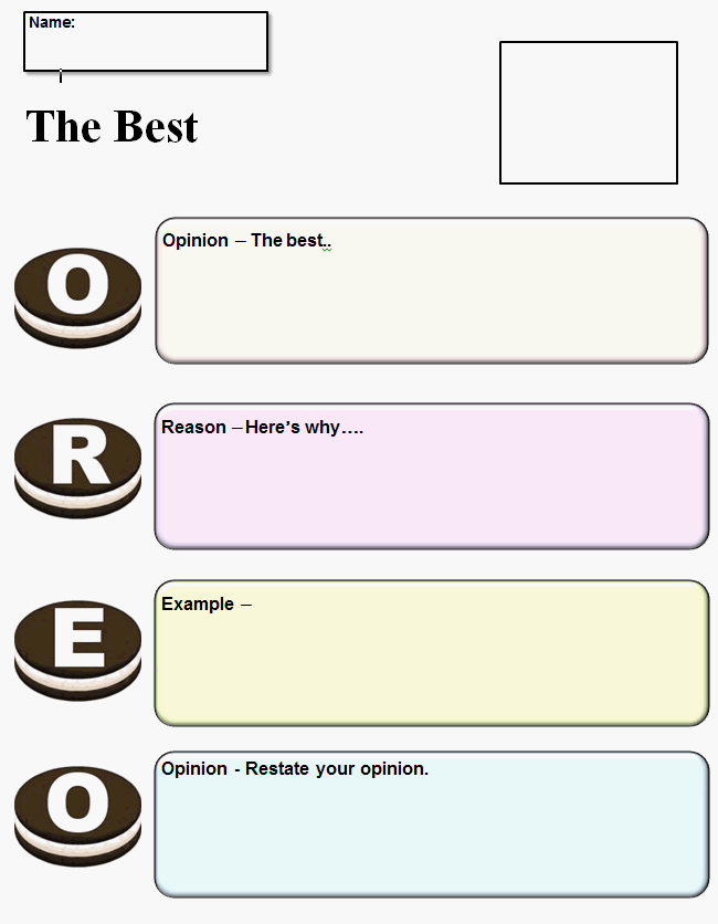 Common Core Graphic Organizer - OREO Opinion Writing | K-5 Computer Lab