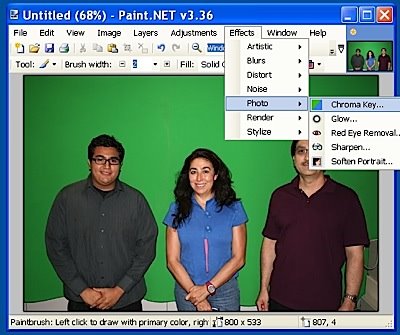 Green Screen using Paint.NET example