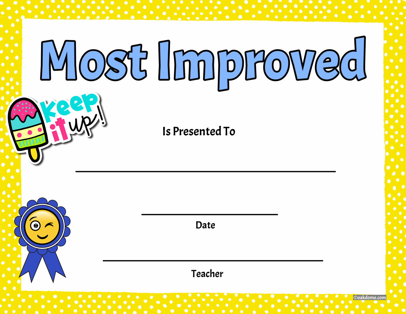 Free, Fast Student Award Generator | Most Improved Award