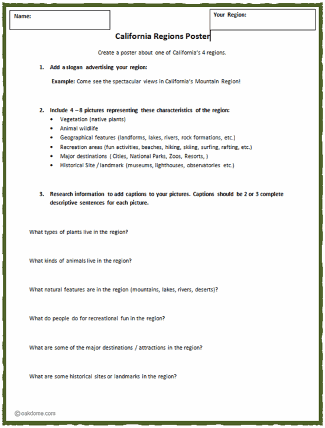 California Regions Student Handout