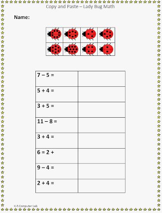 Copy and Paste - Lady Bug Math