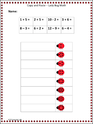 Copy and Paste - Lady Bug Math V2