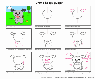 Draw a Happy Puppy Step by Step Instructions