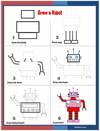 Robot Drawing Tutorial - How to draw Robot step by step