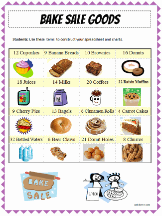 Excel Bake Sale Goods List