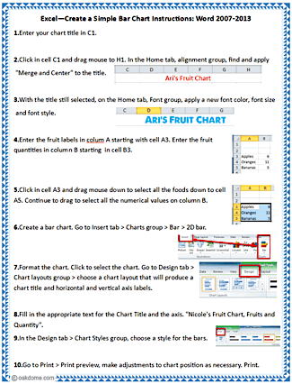 Excel Simple Bar Chart Instructions