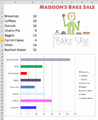 Excel Bake Sale Chart Example