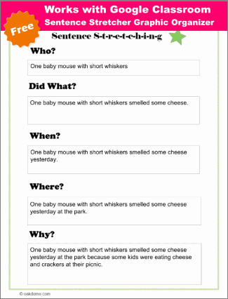 Google Classroom Sentence Stretcher Graphic Organizer