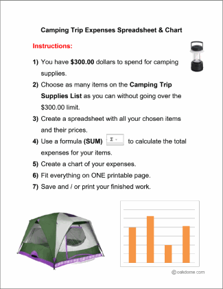 Google Sheets Camping Expenses - Student Instructions