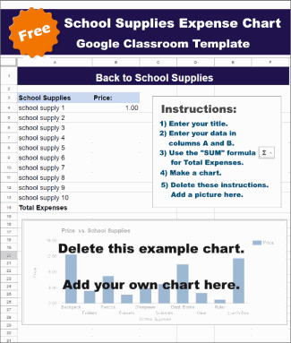 Google Sheets School Supplies Expense Example
