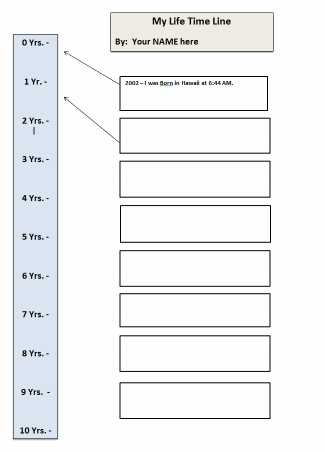 My Life - Time Line Template 10 Yrs