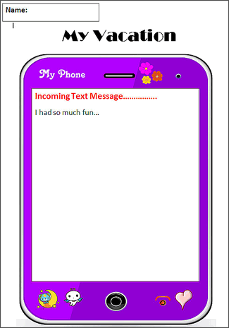 My Vacation Graphic Organizer - Purple Cell Phone