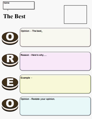 OREO Opinion Writing Graphic Organizer