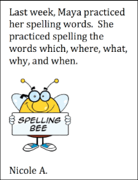 Maya practiced her spelling words
