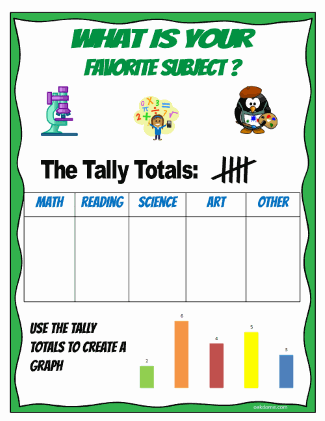 What is Your Favorite Subject Tally Sheet