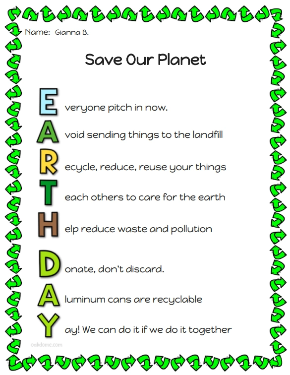  Earth Day Acrostic Poem Generator