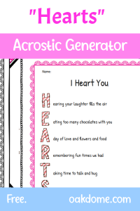 Valentine 'Hearts'  | Acrostic Generator