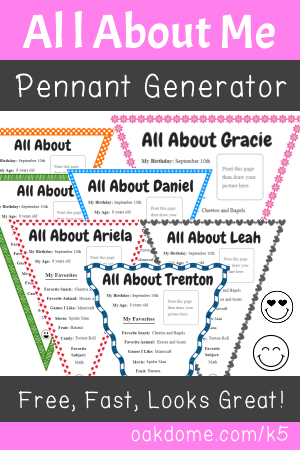 All About Me Pennant Generator