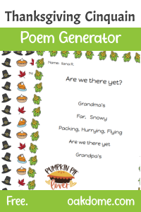 Thanksgiving Cinquain Poem Generator