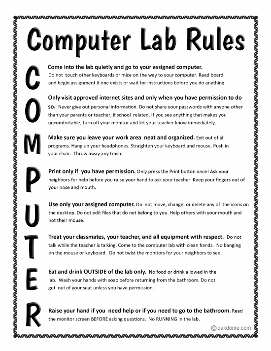 K5 Computer Lab Rules K5 Technology Lab