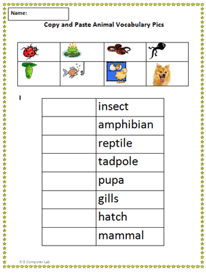 Copy and Paste Animal Vocabulary Pics