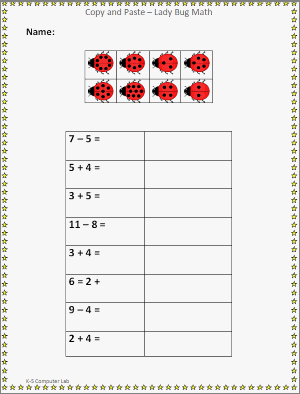 Copy and Paste Ladybug Math