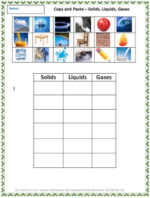 Copy and Paste Solids, Liquids, Gases