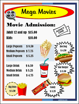 Mega Movies Price List