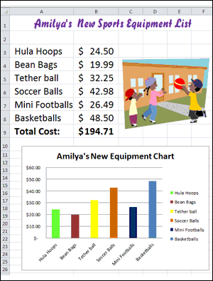 Sports Equipment Expenses Spreadsheet