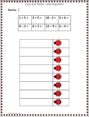 Copy and Paste Lady Bug Math V2 Version