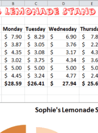 Excel Lemonade Stand Spreadsheet and Chart