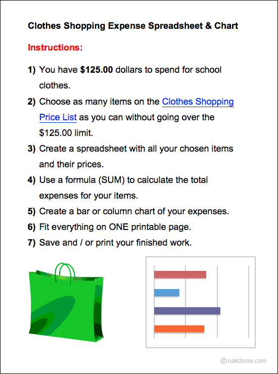 copy excel in a format chart Expense Excel K  Budget Computer 5   Simple Lesson Plan