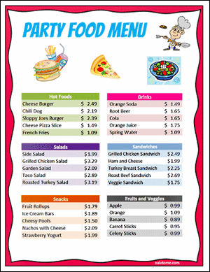 Party Food Menu