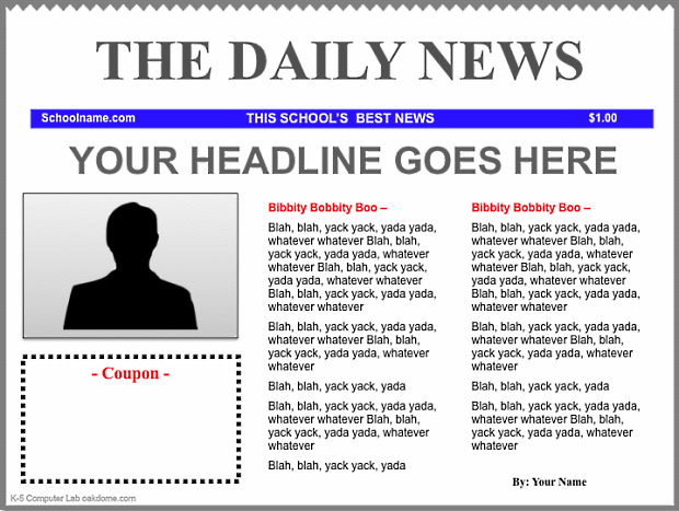Online free newspaper templates for students
