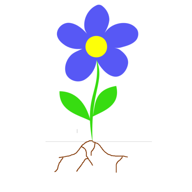 label the blue flower