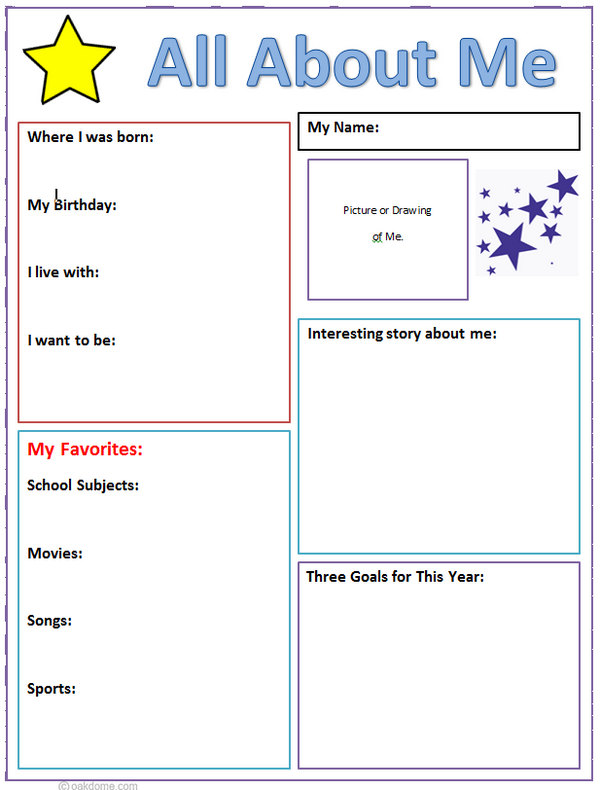 All About Me Paragraph Template