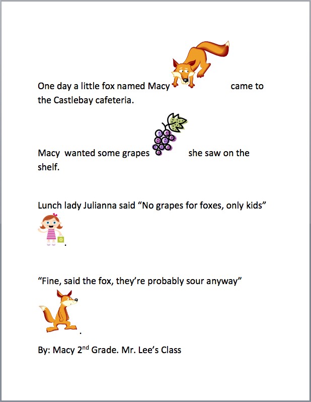 1st Grade Narrative Writing - Fox and The Grapes | K-5 Technology Lab