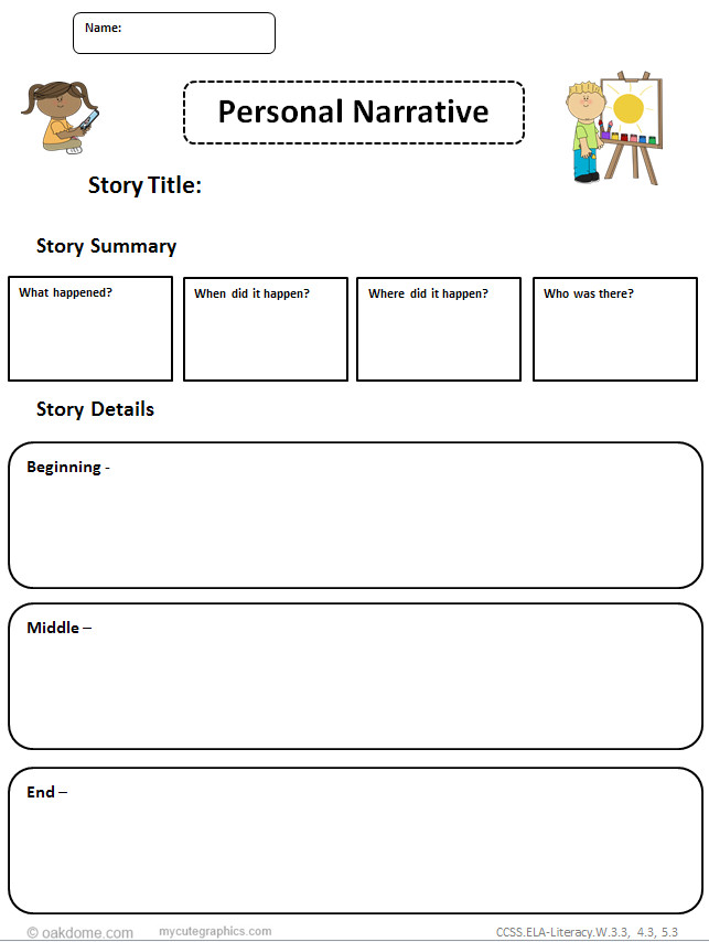 Graphic Organizer Personal Narrative K 5 Technology Lab