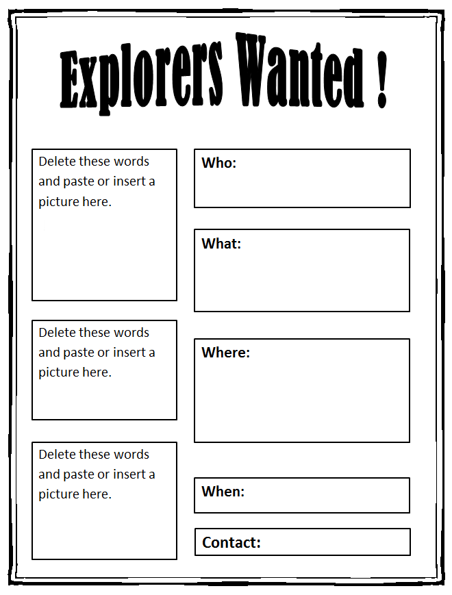 Explorers Wanted Poster Lesson Plan K 5 Technology Lab